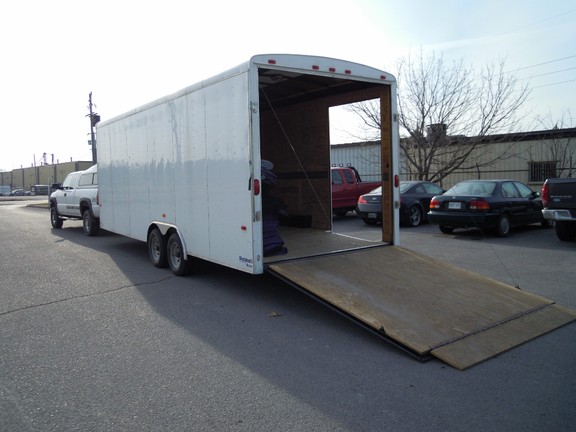 Open moving trailer ready for loading